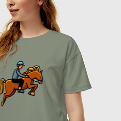 Футболка оверсайз женская Наездник на лошади, цвет: авокадо — фото 2