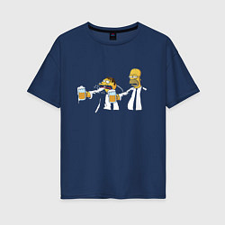 Женская футболка оверсайз Гомер и Барни: Криминальное чтиво