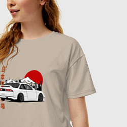 Футболка оверсайз женская Nissan Silvia S14 Sr20 Japan Car, цвет: миндальный — фото 2