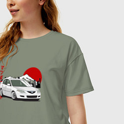 Футболка оверсайз женская Mazda 3 bk JDM Retro, цвет: авокадо — фото 2