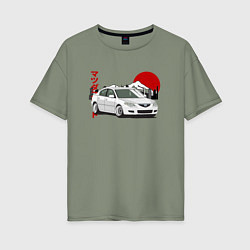 Футболка оверсайз женская Mazda 3 bk JDM Retro, цвет: авокадо