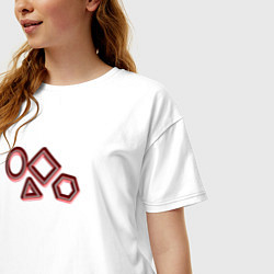 Футболка оверсайз женская Красные геометрические фигуры, цвет: белый — фото 2
