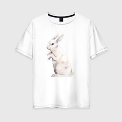 Женская футболка оверсайз Белый милый кролик