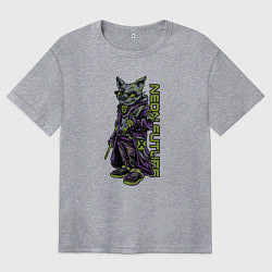 Женская футболка оверсайз Неоновый волк в очках