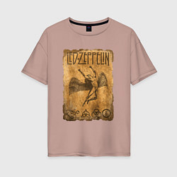 Футболка оверсайз женская Led zeppelin swan song logo, цвет: пыльно-розовый