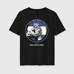 Футболка оверсайз женская Krav-maga emblem tiger, цвет: черный