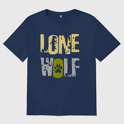 Футболка оверсайз женская Lone Wolf - одинокий волк, цвет: тёмно-синий