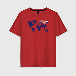 Женская футболка оверсайз Россия на карте мира