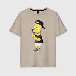Женская футболка оверсайз Барт Симпсон болтает по мобильнику