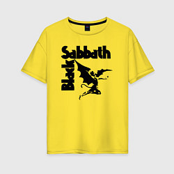 Футболка оверсайз женская Блэк Саббат метал, цвет: желтый