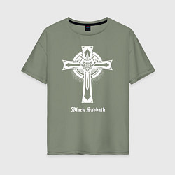 Футболка оверсайз женская Black sabbath крест, цвет: авокадо