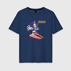 Женская футболка оверсайз Sonic - hedgehog - skateboarding