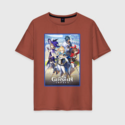 Женская футболка оверсайз Genshin impact : персонажи