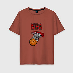 Футболка оверсайз женская Basketball - NBA logo, цвет: кирпичный