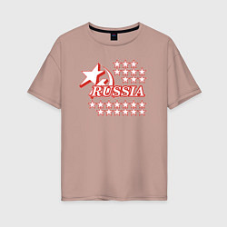Женская футболка оверсайз RUSSIA - звёзды