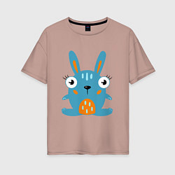 Женская футболка оверсайз Смешной круглый заяц, глазастый кролик