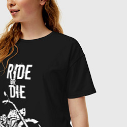 Футболка оверсайз женская Ride or Die винтаж, цвет: черный — фото 2
