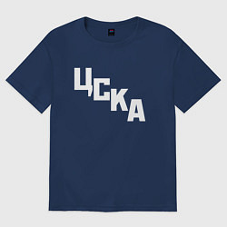 Футболка оверсайз женская ЦСКА надпись по диагонали, цвет: тёмно-синий