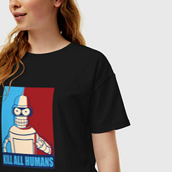 Футболка оверсайз женская Bender Futurama, цвет: черный — фото 2