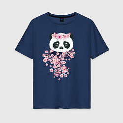 Женская футболка оверсайз Панда в сакуре