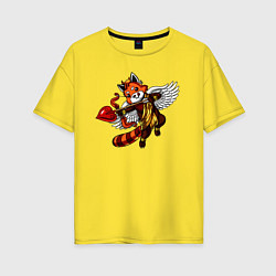 Женская футболка оверсайз Красная панда купидон