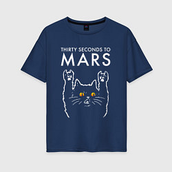 Женская футболка оверсайз Thirty Seconds to Mars rock cat