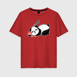 Футболка оверсайз женская Дрыхнущая панда, цвет: красный