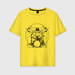 Женская футболка оверсайз Vitruvian drummer