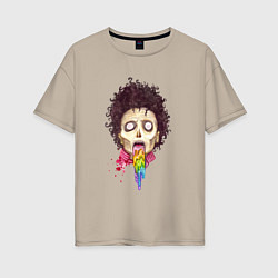 Женская футболка оверсайз Зомби с радугой