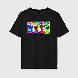 Женская футболка оверсайз Радужные друзья персонажи