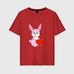 Женская футболка оверсайз Кролик с сердцем