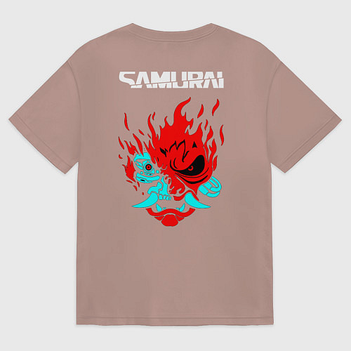 Женская футболка оверсайз Лого Самурай из Киберпанка 2077 / Пыльно-розовый – фото 2