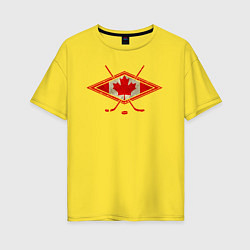 Футболка оверсайз женская Флаг Канады хоккей, цвет: желтый