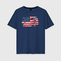 Женская футболка оверсайз Флаг США с хоккеистом