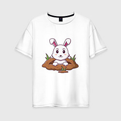 Женская футболка оверсайз Кролик в норке