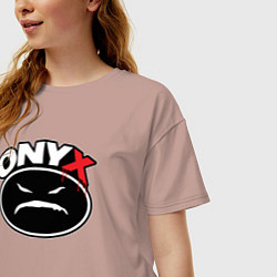 Футболка оверсайз женская Onyx - black logo, цвет: пыльно-розовый — фото 2