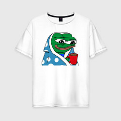 Женская футболка оверсайз Frog Pepe мем