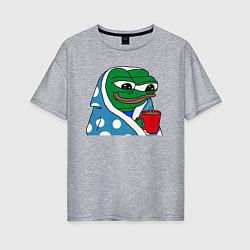Женская футболка оверсайз Frog Pepe мем