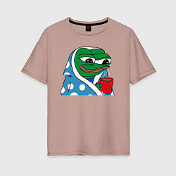 Женская футболка оверсайз Frog Pepe мем