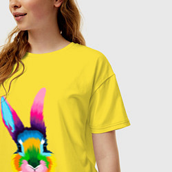 Футболка оверсайз женская Радужный кролик, цвет: желтый — фото 2