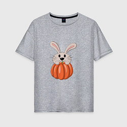 Женская футболка оверсайз Кролик с тыквой