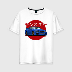Женская футболка оверсайз Nissan Skyline R34 GT-R