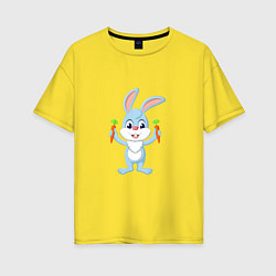 Футболка оверсайз женская Кролик с морковками, цвет: желтый