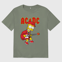 Женская футболка оверсайз AC DC Барт Симпсон