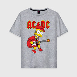 Женская футболка оверсайз AC DC Барт Симпсон
