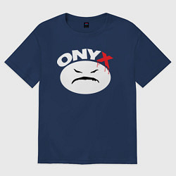 Футболка оверсайз женская Onyx logo white, цвет: тёмно-синий