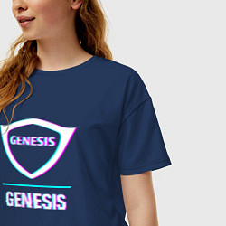 Футболка оверсайз женская Значок Genesis в стиле glitch, цвет: тёмно-синий — фото 2