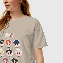 Футболка оверсайз женская Stray Kids Chibi, цвет: миндальный — фото 2
