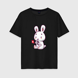 Футболка оверсайз женская Rabbit like, цвет: черный