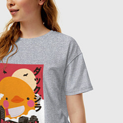 Футболка оверсайз женская Утка Годзилла, цвет: меланж — фото 2